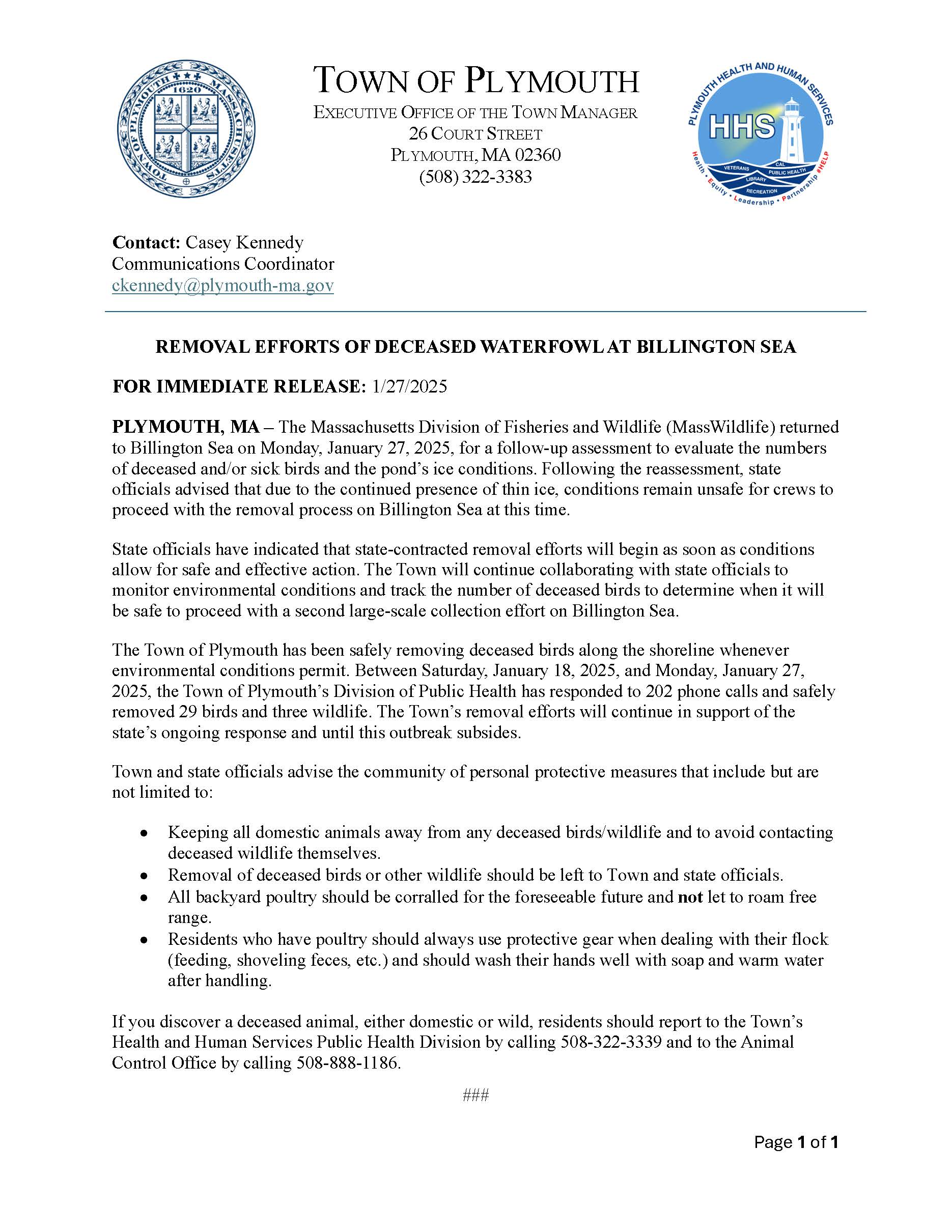 Avian Flu State Updates  - Monday January 27th