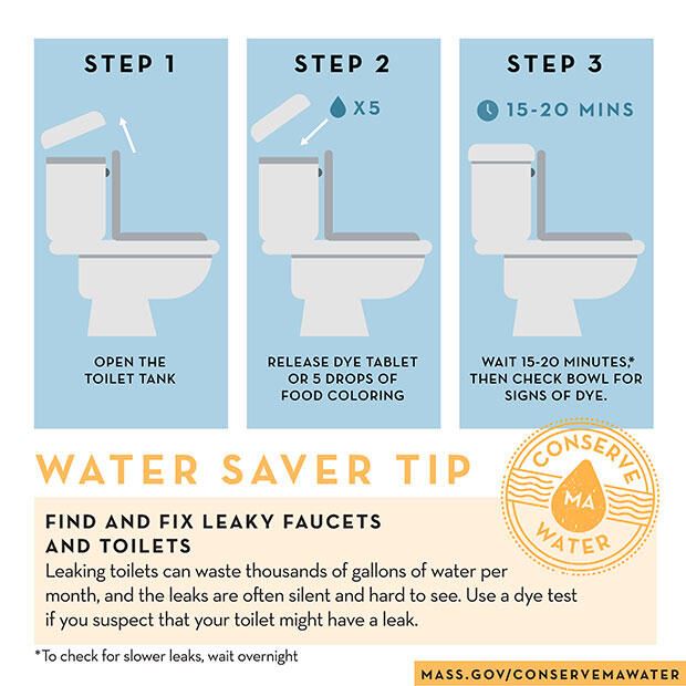 find and fix leaky faucets and toilets