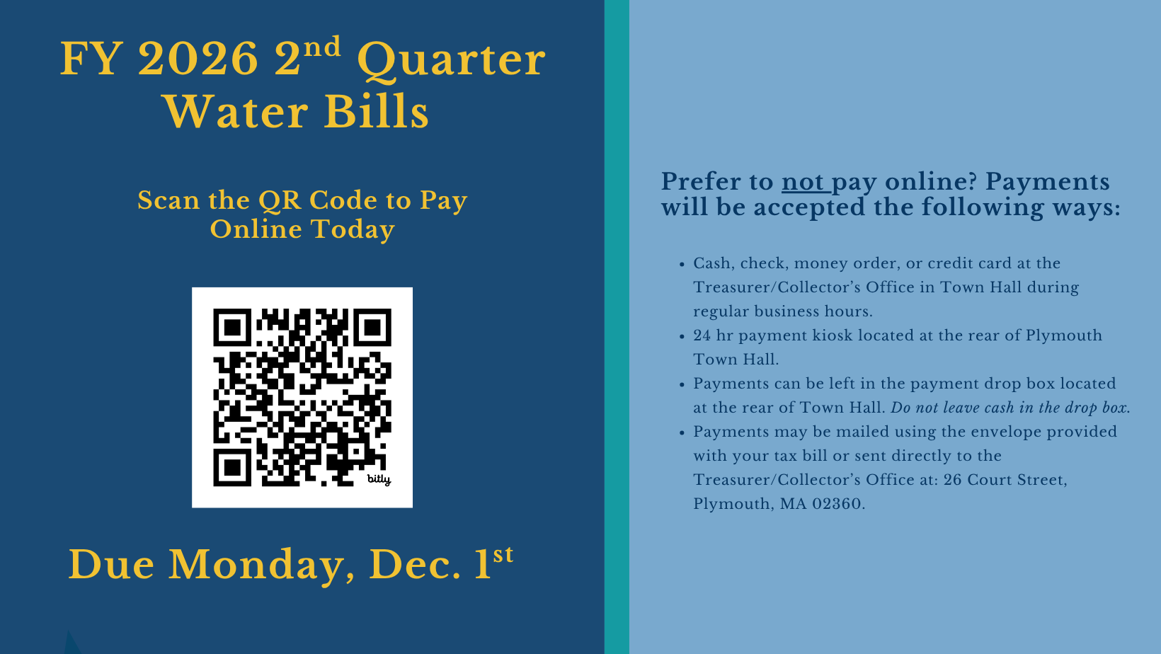 FY26 Quarter 2 WaterSewer Bills