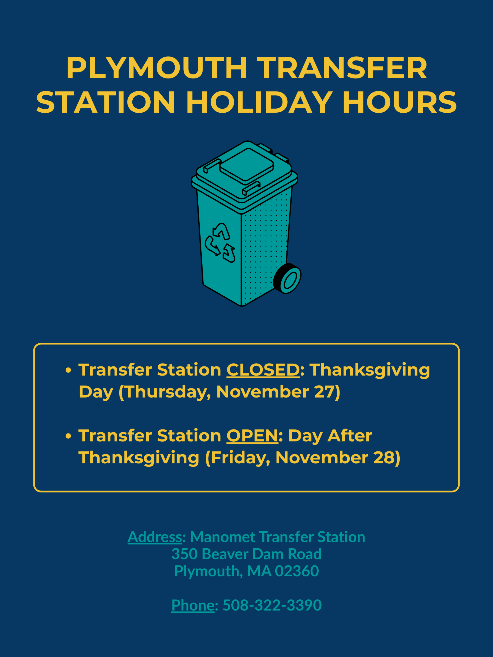 Plymouth Transfer Station Holiday Hours